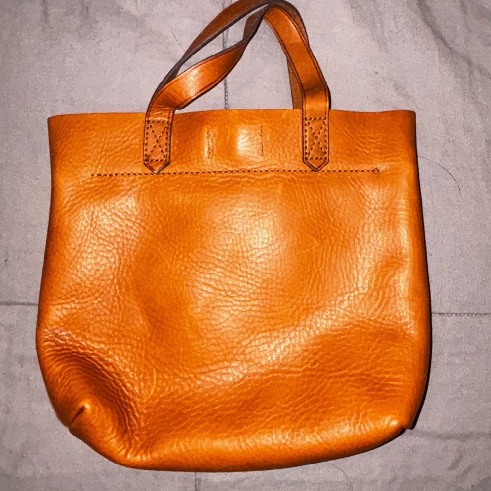 Elegant Orange Leather Tote Bag